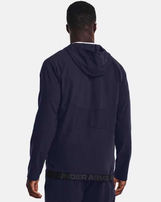 Men's UA Woven Perforated Windbreaker Jacket, Navy, pdpMainDesktop image number 1